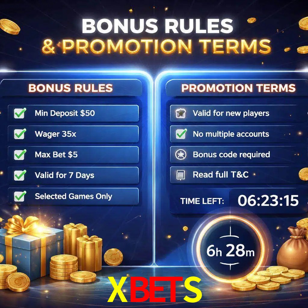 Reglas de promoción XBETS y condiciones de bonos explicadas visualmente