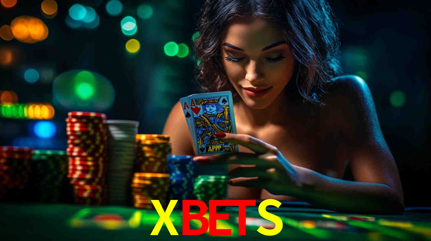 Una escena digital vívida inspirada en casino con XBETS mostrado prominentemente, luces brillantes, fichas, cartas y acentos dorados.