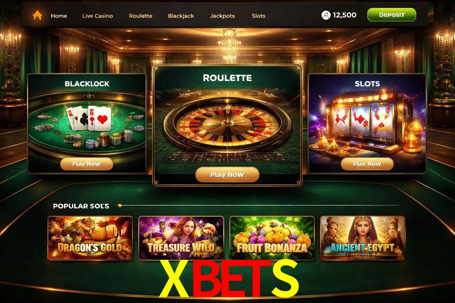 Vista de la plataforma XBETS Casino mostrando categorías organizadas de juegos en línea